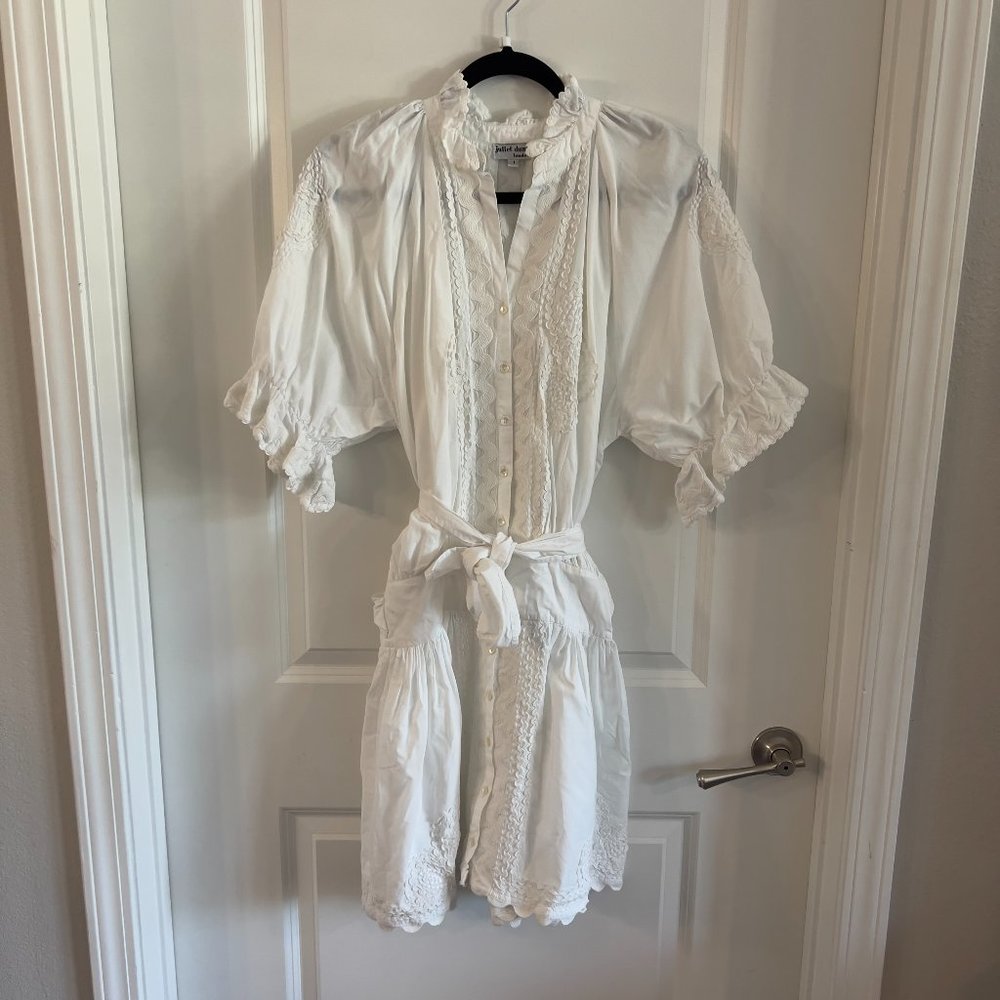 Juliet Dunn Poplin Blouson Dress with Ricrac Detail Size 1